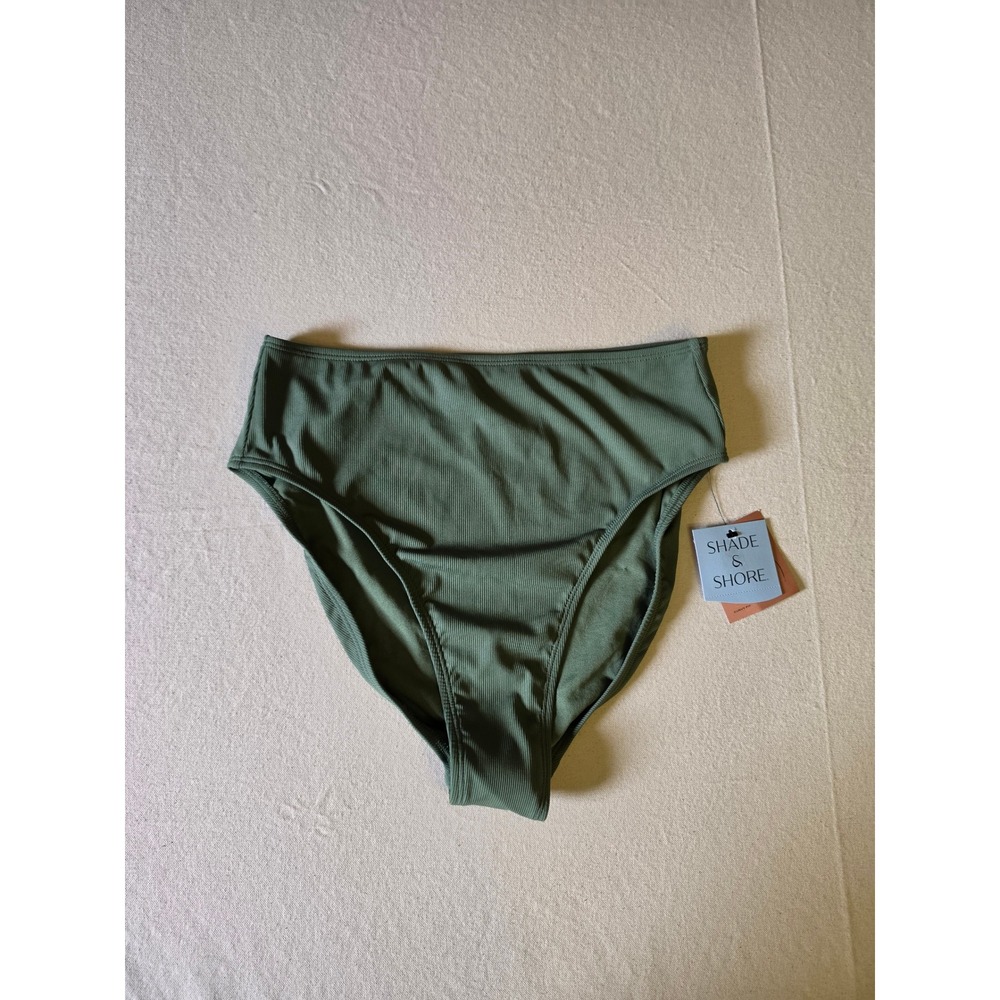 Shade & Shore Curvy Fit Bikini Bottom Green Large NWT